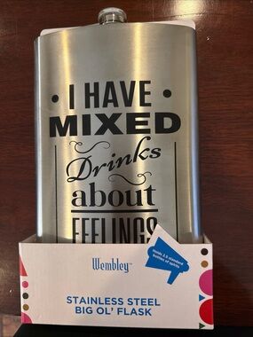 Huge Oversized Wembley Silver Flask with Black Lettering